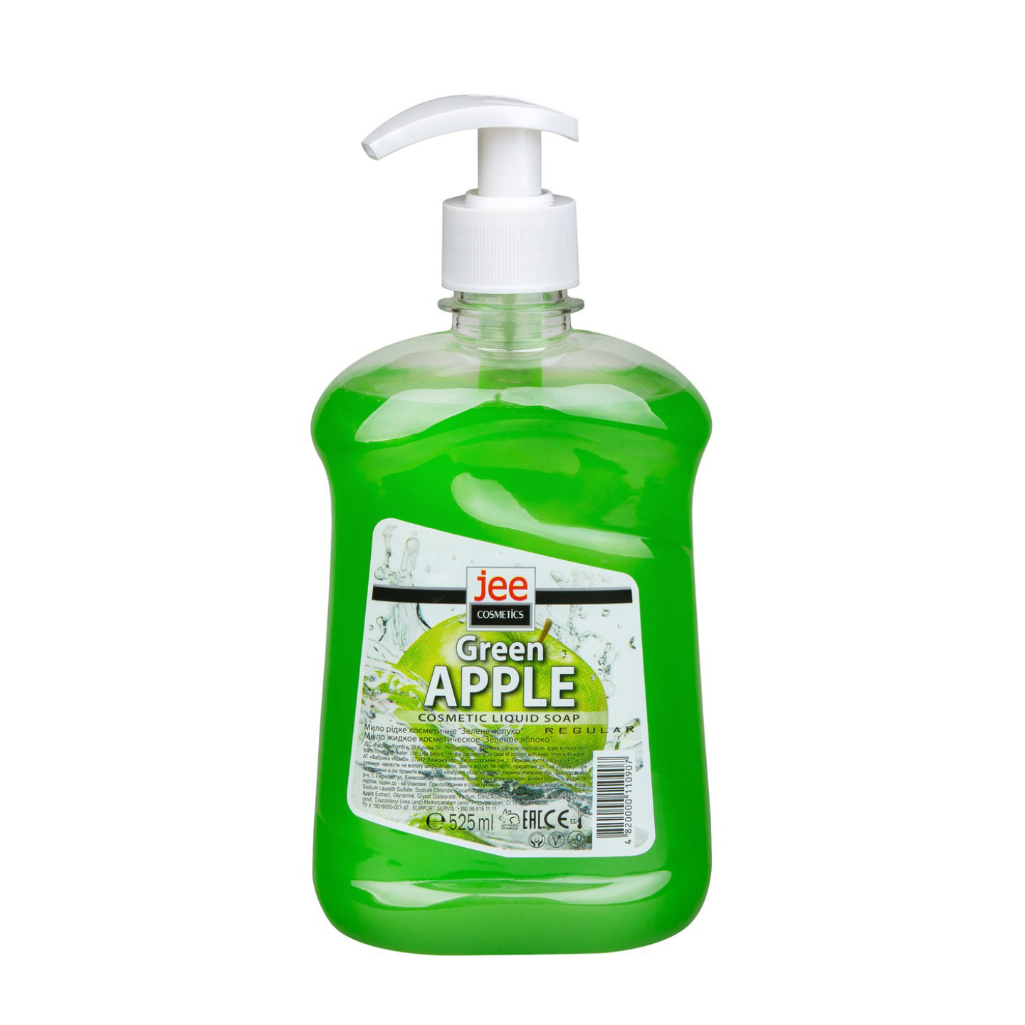 Мило рідке "Регуляр", косметичне "Зелене яблуко", Jee Cosmetics, 525 мл