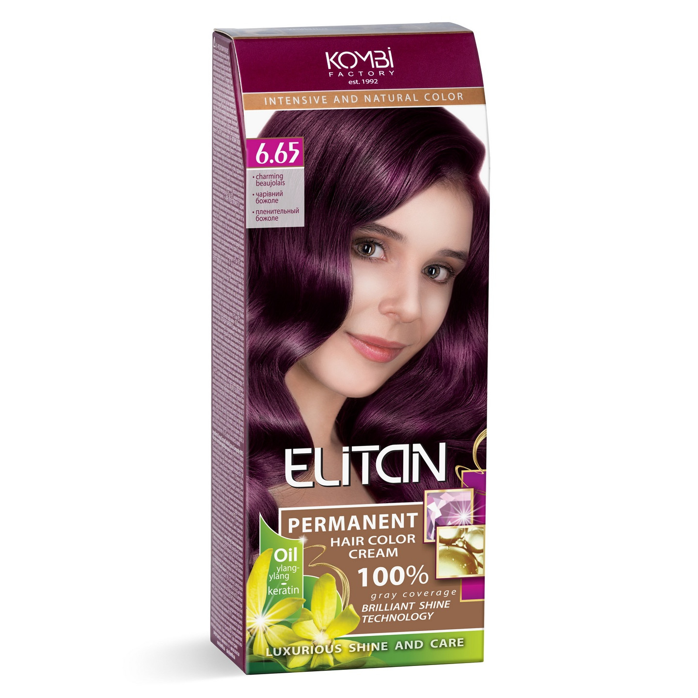 Стійка крем-фарба для волосся «Elitan» intensive and natural color, 6.65 — Чарівний божоле
