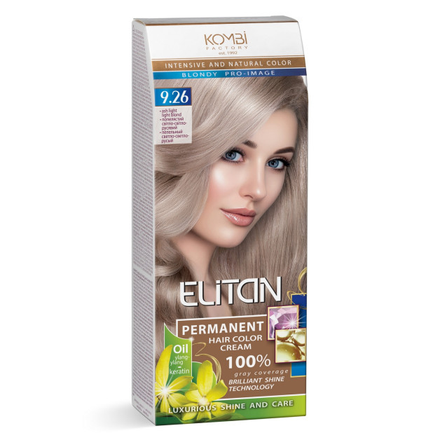 Стійка крем-фарба для волосся «Elitan» intensive and natural color, 9.26 — Попелястий світло-світло-русявий