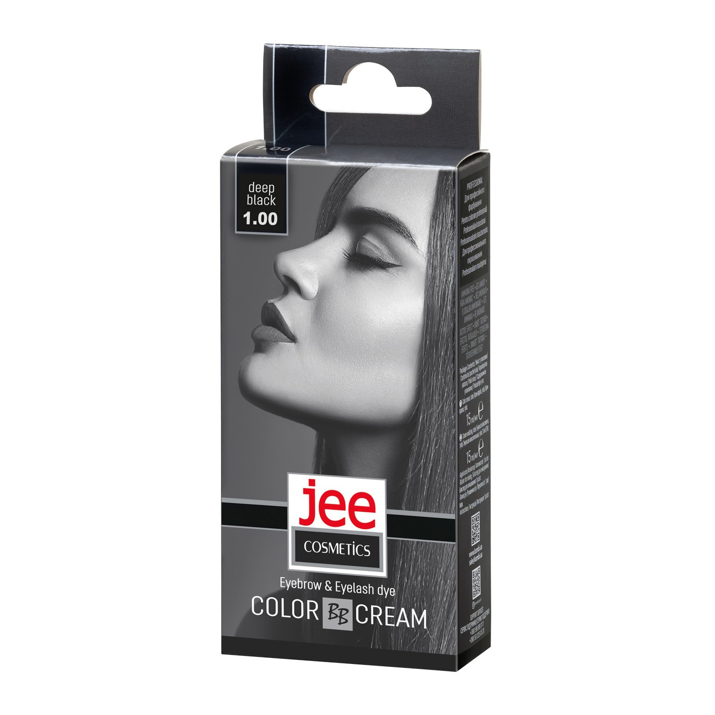 Крем-фарба для брів і вій Jee Cosmetics № 1.00 Глибокий чорний, туба 15 мл