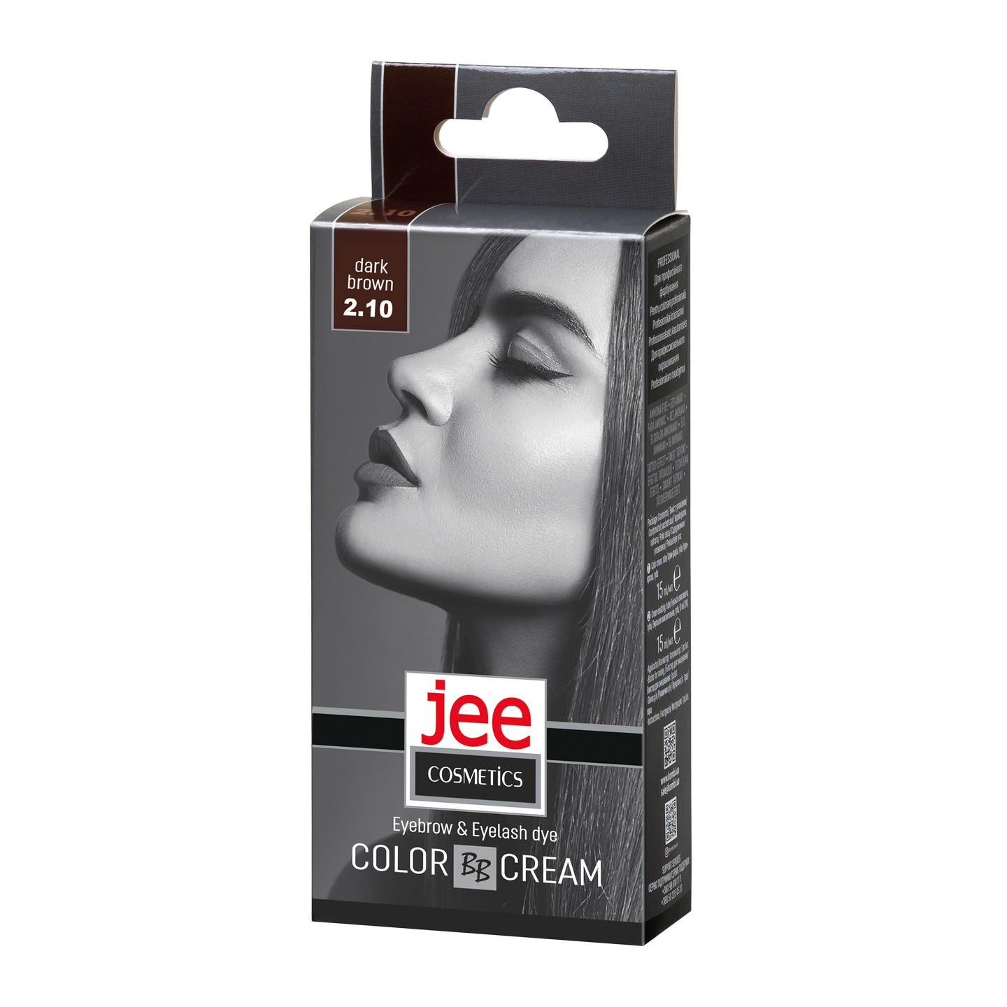 Крем-фарба для брів і вій Jee Cosmetics № 2.10 Темно-коричневий, туба 15 мл