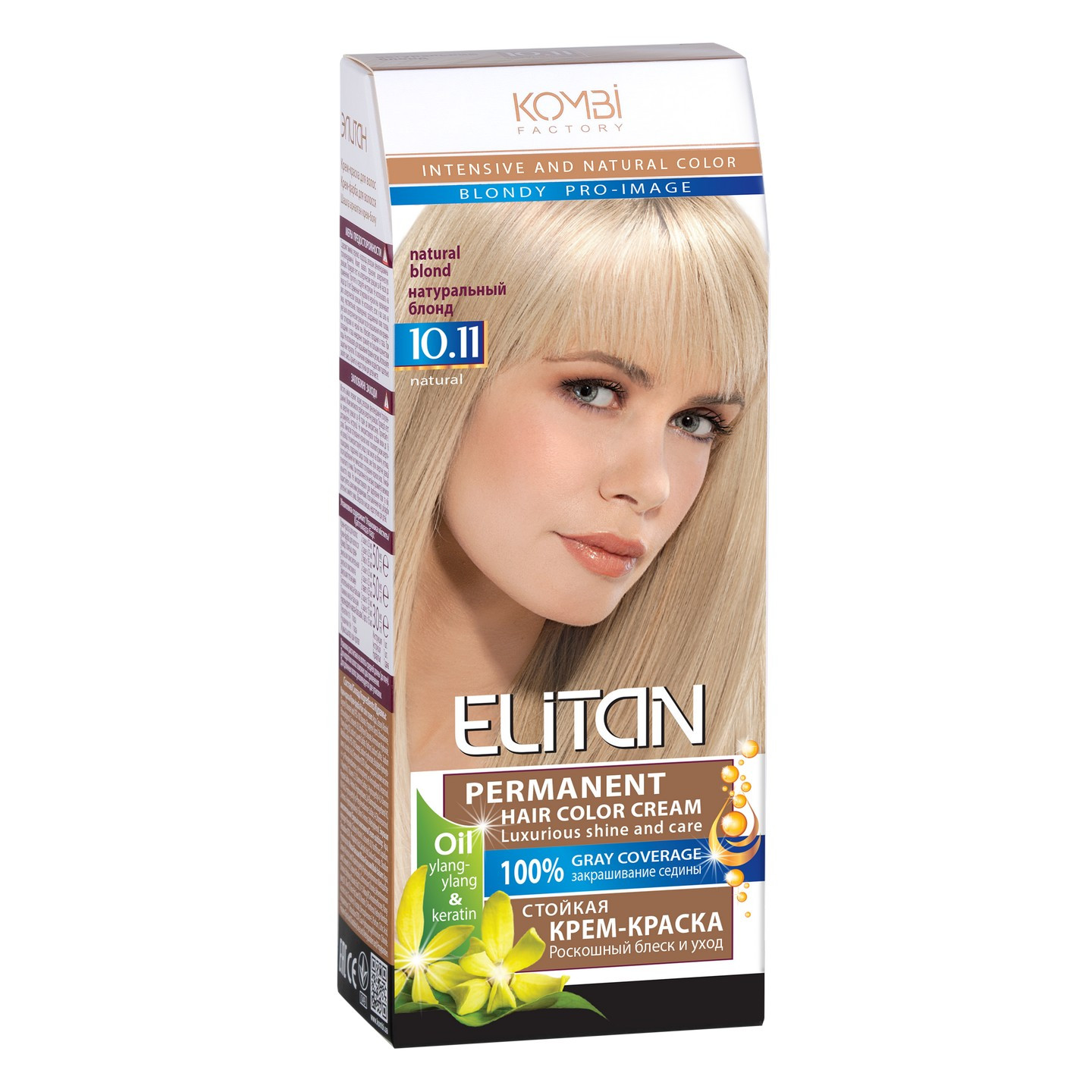 Стійка крем-фарба для волосся «Elitan» intensive and natural color, 10.11 — Натуральний блонд