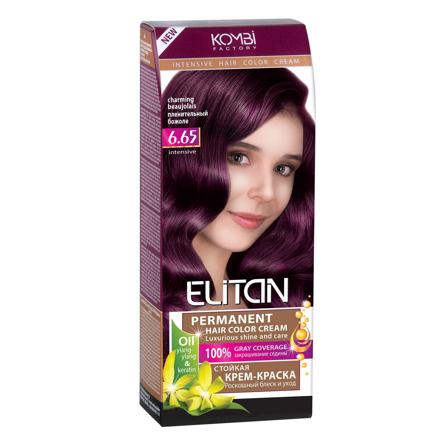 Стійка крем-фарба для волосся «Elitan» intensive and natural color, 6.65 — Чарівний божоле