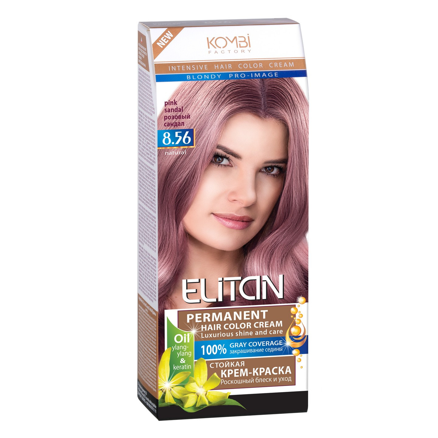 Стійка крем-фарба для волосся «Elitan» intensive and natural color, 8.56 — Рожевий сандал
