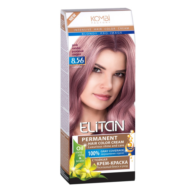 Стійка крем-фарба для волосся «Elitan» intensive and natural color, 8.56 — Рожевий сандал